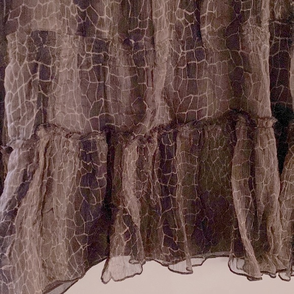 ❤️NWOT. Allison Taylor. Silk brown printed ruffled midi skirt - Picture 2 of 4